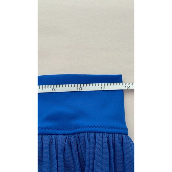 SHAN Womens Mia Pleated Mesh Maxi Skirt Royal Blue Front Slit Size 6 - Picture 11 of 11